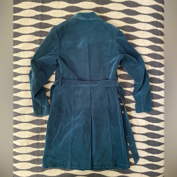 VTG Esprit Blue Cotton Velvet Trench Coat XS - Picture 2 of 15